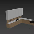 Modern Kitchen Interior With White Wooden Cabinets Countertop Window Small Table And Natural Light