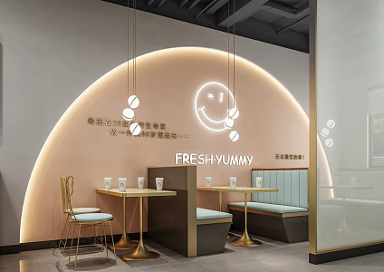 Light Luxury Milk Tea Shop Dessert Milk Tea Shop 3d model