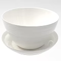 White Ceramic Kitchenware Bowl And Plate Set With Simple Minimalist Design 3d model