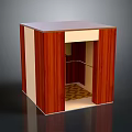 Wooden Storage Equipment Cabinet With Open Compartment Metal Shelf And Textured Floor
