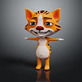 Cute 3D Cartoon Tiger With Orange White Fur Blue Eyes Open Arms Friendly Expression