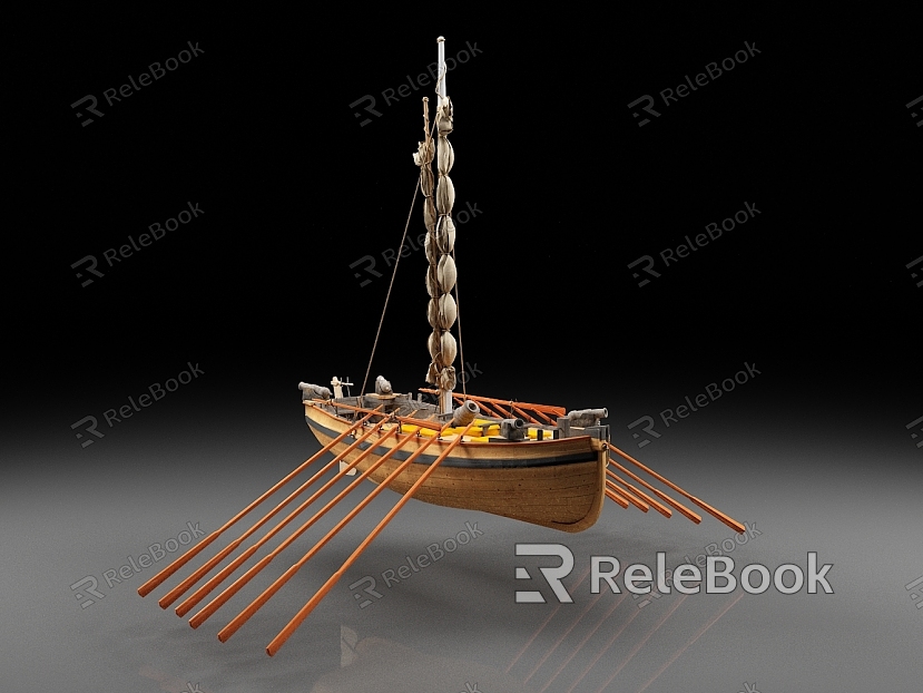 Swedish mortar boat paddle sailboat frigate battleship wooden boat sailboat vintage warship model