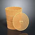 Wicker Trash Can With Lid For Home Household Storage And Decorative Use