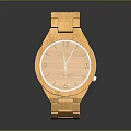 Wooden Strap Watch With Spliced Design Round Dial White Face Modern Fashion Accessory