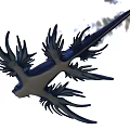 Blue Aquatic Animal With Multiple Feathery Fins And Shimmering Body In Water