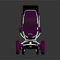 BabyJoy Purple Stroller with Sunshade Canopy White Frame Large Wheels Modern Design