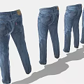 Classic Blue Denim Jeans With Different Styles And Casual Design 3d model
