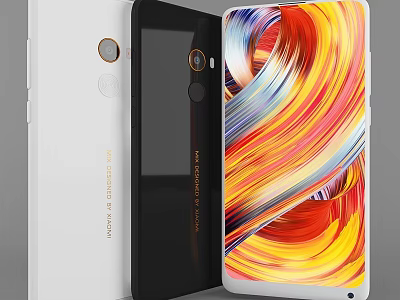 Redmi Note 9 Pro Smartphones In White Black Colors With Colorful Display Screen Design 3d model