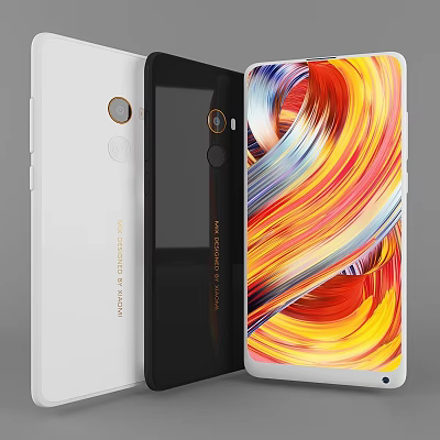 Redmi Note 9 Pro Smartphones In White Black Colors With Colorful Display Screen Design 3d model