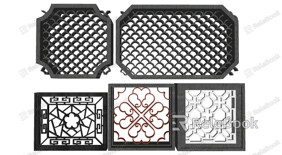 New Chinese-style openwork window wall window grilles garden wall window grilles model