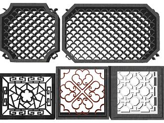 New Chinese-style openwork window wall window grilles garden wall window grilles 3d model
