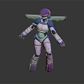 Blue And White Armored Robot Character With Futuristic Mechanical Armor Standing Pose 3D Render