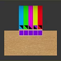 Colorful Curved Scene Component Model With Rainbow Stripes Wooden Base And Purple Blocks