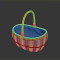 Orange Wicker Basket With Blue Lining And Sturdy Handle For Everyday Use