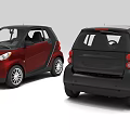 Black And Red Compact Small Cars Front And Rear View Design