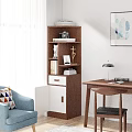 Modern Wooden White Bookcase With Shelves Books Camera And Decorative Items In Home Office