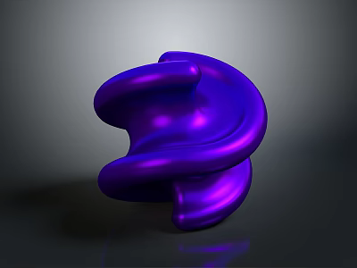 Purple Abstract Sculpture With Sleek Reflective Twisted Shape On Dark Background 3d model