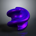 Purple Abstract Sculpture With Sleek Reflective Twisted Shape On Dark Background 3d model