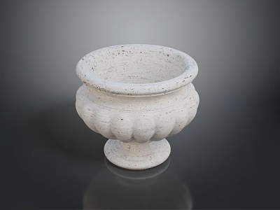 Classic White Ceramic Planter With Scalloped Design And Pedestal Base 3d model