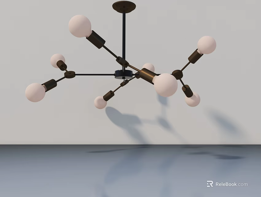 Modern Hinged Door Design With Stylish Chandelier And White Walls 3d model 