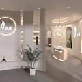 Modern Minimalist Beauty and Hair Salon Interior With Soft Lighting Green Plants And Reception Desk
