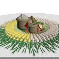 Traditional Corn And Flour Food Display With Circular Arrangement And Straw Decorations