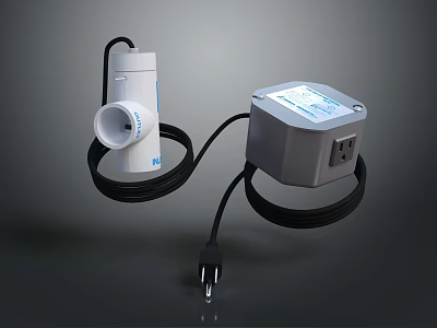 Electrical Equipment Set With White Sensor Gray Control Box And Power Cable Plug 3d model