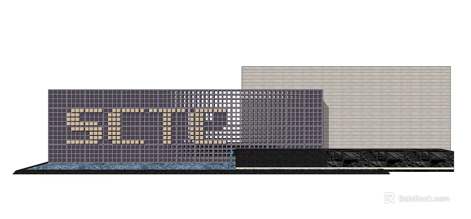 Modern Feature Wall with Hollow-out Design Letters SETO and Water Base 3d model