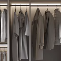 Modern Wardrobe With Glass Doors And Hanging Clothes Storage Compartments