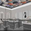 Modern Luxury Beauty Hair Salon Interior With Decorative Umbrella Ceiling And Reception Desk