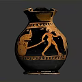 Detailed Ancient Greek Amphora Ceramic Vessel With Carved Figure Artistic Design