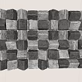 Modern Wall Decor With Gray And White Square Blocks Different Textures Sizes And Neat Arrangement