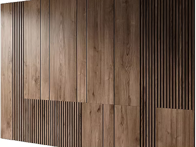 Modern Wooden Wall Panels Design With Natural Grain And Vertical Slats For Interior 3d model
