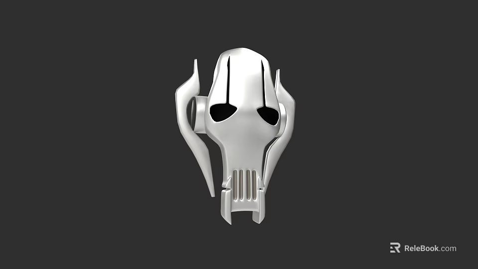 Abstract Silver Sculpture Carving With Mask Shaped Design And Symmetric Structure 3d model 