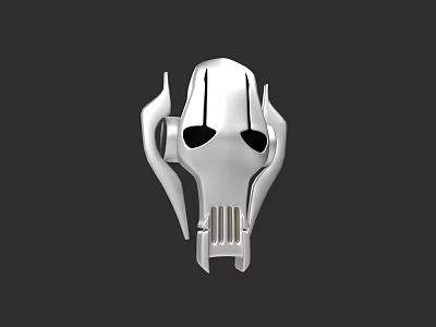 Abstract Silver Sculpture Carving With Mask Shaped Design And Symmetric Structure 3d model