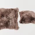 Two Brown Fluffy Soft Furry Decorative Pillows for Home Sofa Couch 3d model