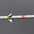 Military Missile Weapon System With Yellow Red Stripes And Rear Tail Fins