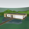 Modern Detached Villa Exterior Design With Scenic Water Reflection Surrounded by Trees