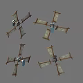Vintage Style Building Components With Wooden Cross Frames And Decorative Panels