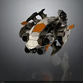 Futuristic Orange And White Spacecraft With Multiple Thrusters For Cosmic Exploration Missions 3d model