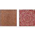 Two Square Brown and Red Wall Decor Pieces with Wavy Patterns for Home Interior