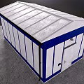 Blue And White Container Building With Flat Roof Small Window And Simple Structure 3d model