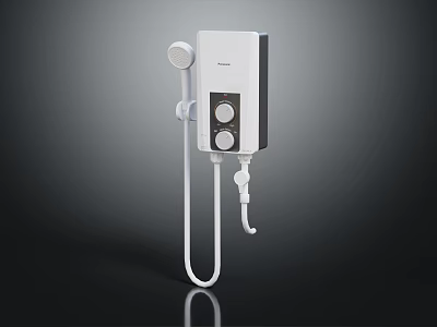 Instant Electric Water Heater With White And Black Design Control Panel And Shower Head 3d model