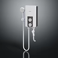 Instant Electric Water Heater With White And Black Design Control Panel And Shower Head