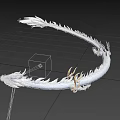 Silver White Mythical Dragon 3D Model With Golden Accents And Detailed Scales