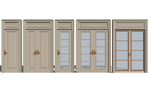 Jianou double door solid wood toilet door combination 3d model