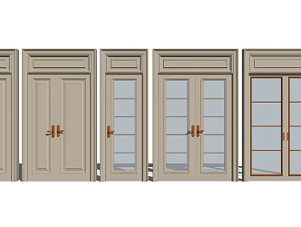 Jianou double door solid wood toilet door combination 3d model