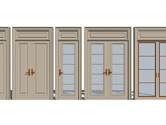 Jianou double door solid wood toilet door combination 3d model