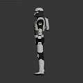 Futuristic Armored Soldier With White Black Armor And Red Accent Details