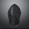 Medieval Knight Weapon Helmet With Metal Construction Pointed Top And Cross